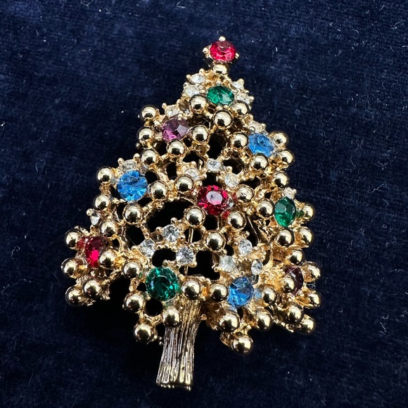 Signed Eisenberg Books Vintage pin Brooch with polychrome rhinestones - Picture 9 of 9